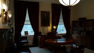 Pinch Pleated Draperies and tie backs in Iron & Steel Museum CEO office